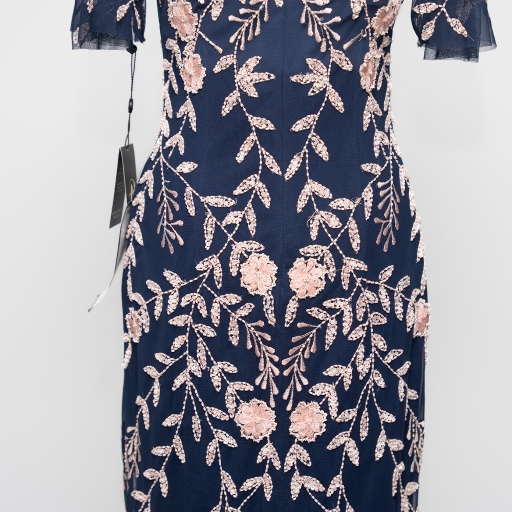 Adrianna Papell Beaded Flutter Sleeve Dress - Picture 15 of 16